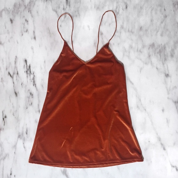 burnt orange velvet slip dress - Picture 2 of 4