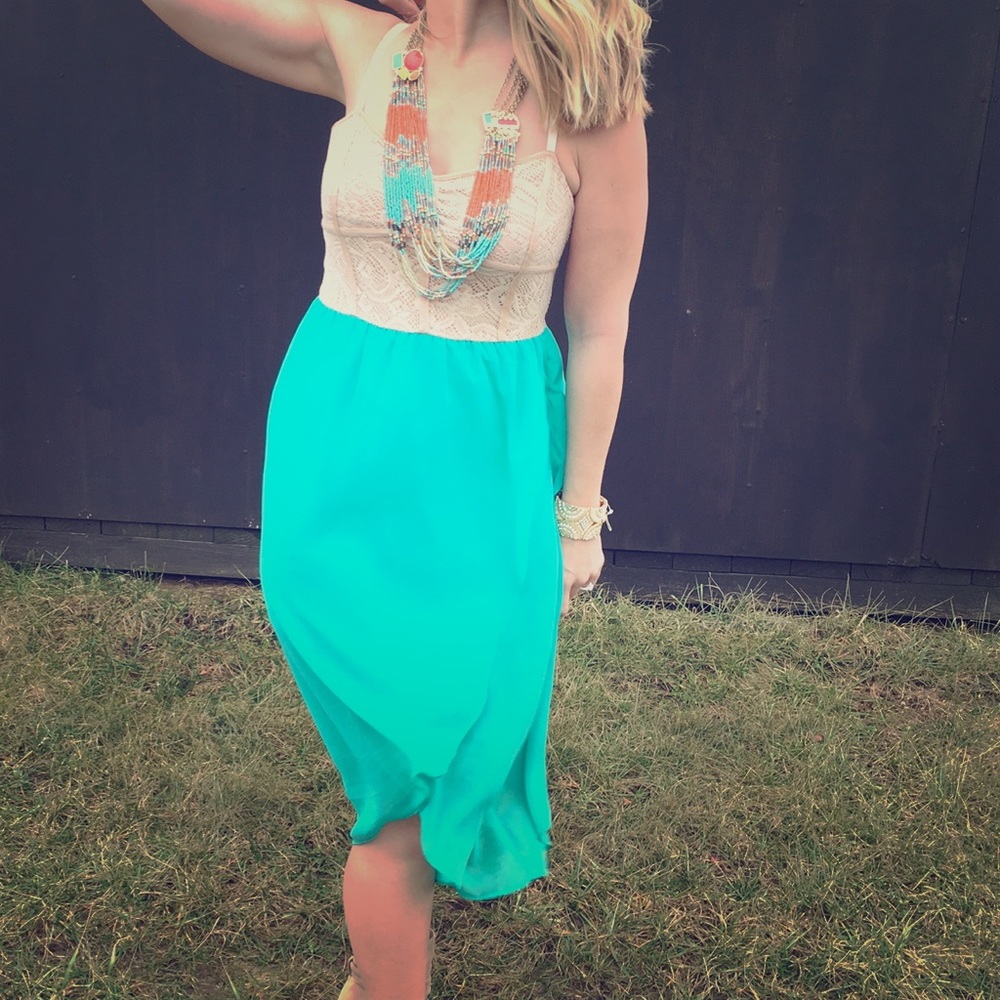 Crochet Top with Chiffon Bottom Beach Hi-Lo Dress