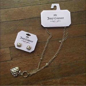 Juicy couture NWT set heart neckless earrings gold