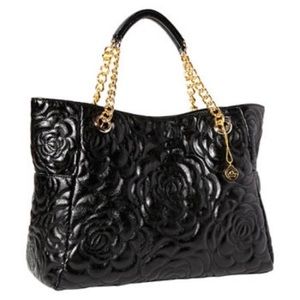 NWT Big Buddha Quilted Rose Tote in Black