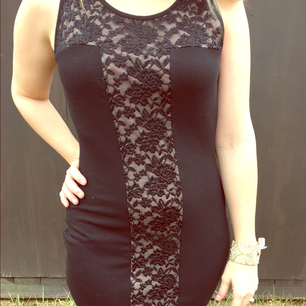 Sexy Black and Lace Body-Con Dress