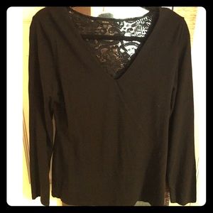 Black Guess Lace Open Back Top