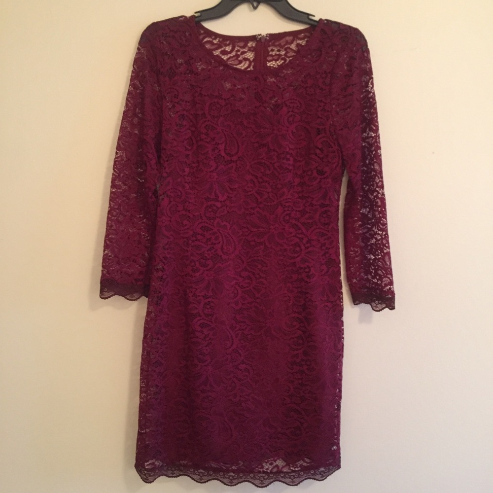 Piperlime Collection Maroon Dress with Lace