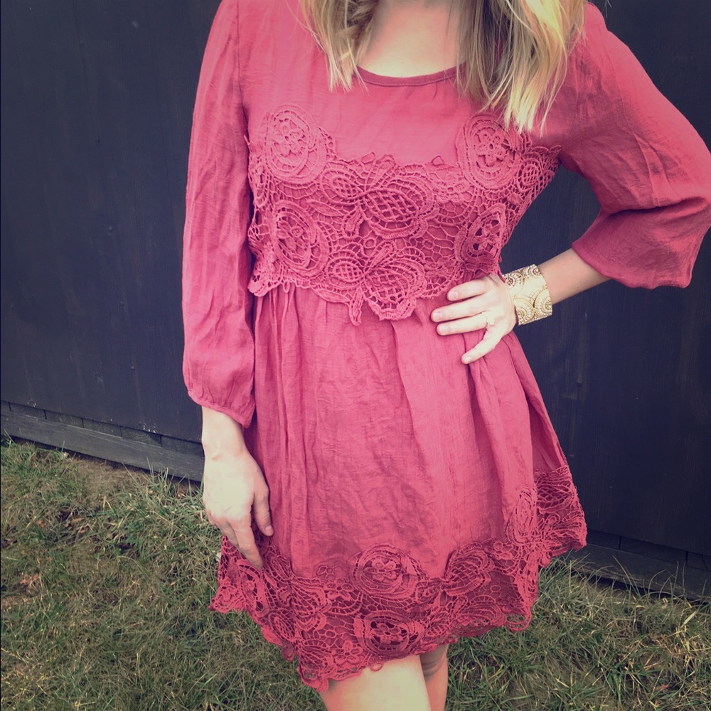 Chic Mauve Peasant Dress