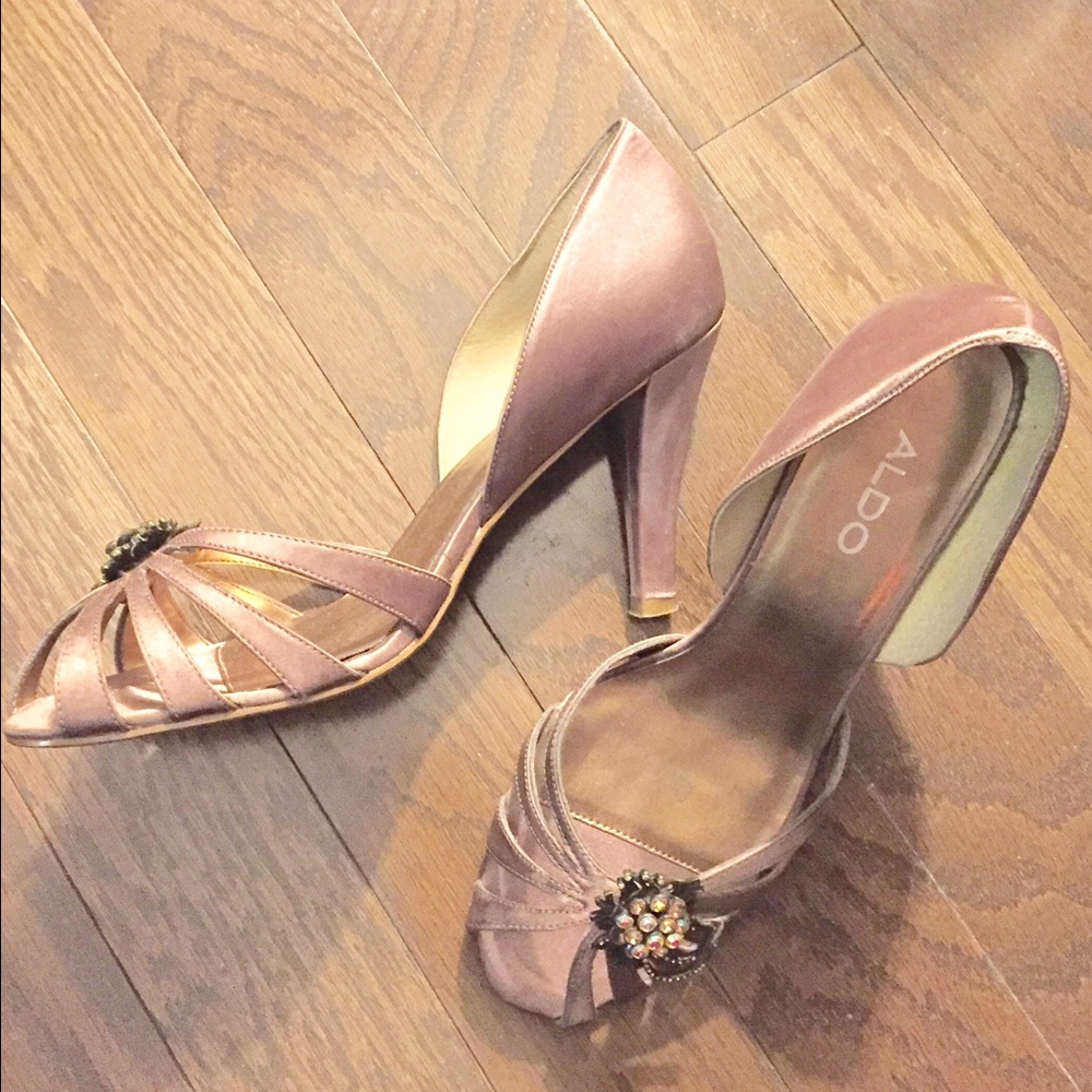 Aldo crystal open toe pumps