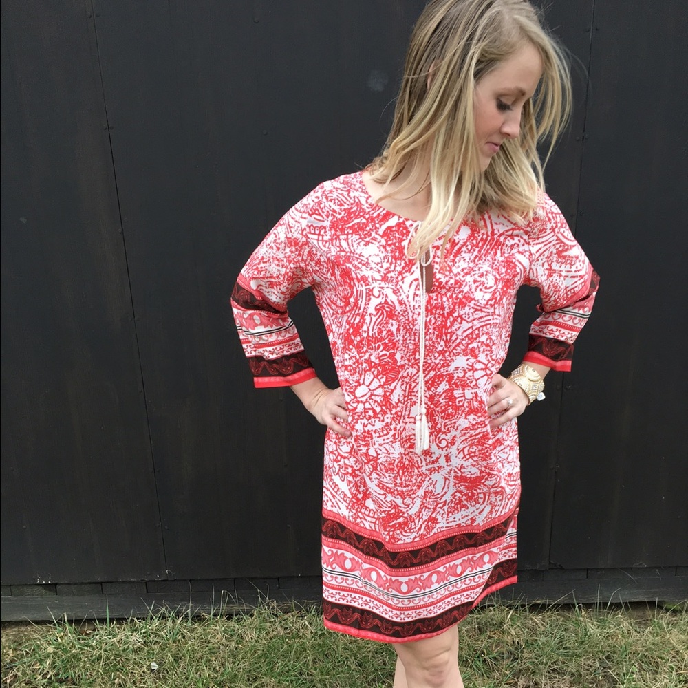 Chic Bright Pattern Shift Dress