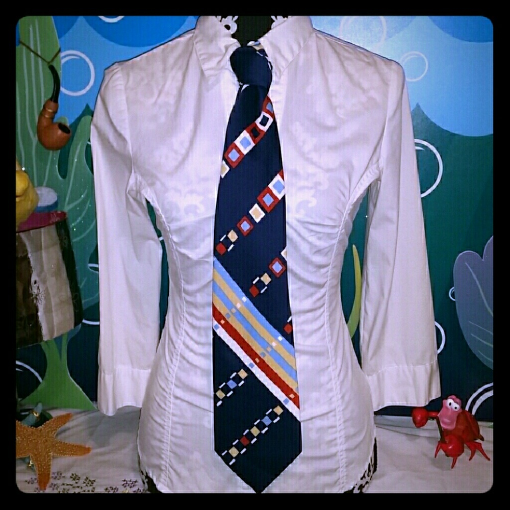 Vintage Geometric blue red yellow white necktie