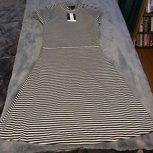 Topshop Tall Dress Black and White Stripes