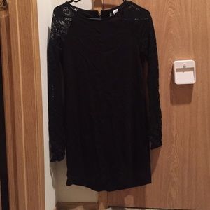 Black dress with denim top set