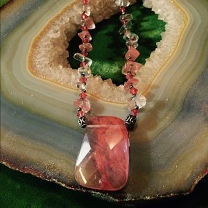 NEW! ROSE QUARTZ Choker Necklace 16.5"