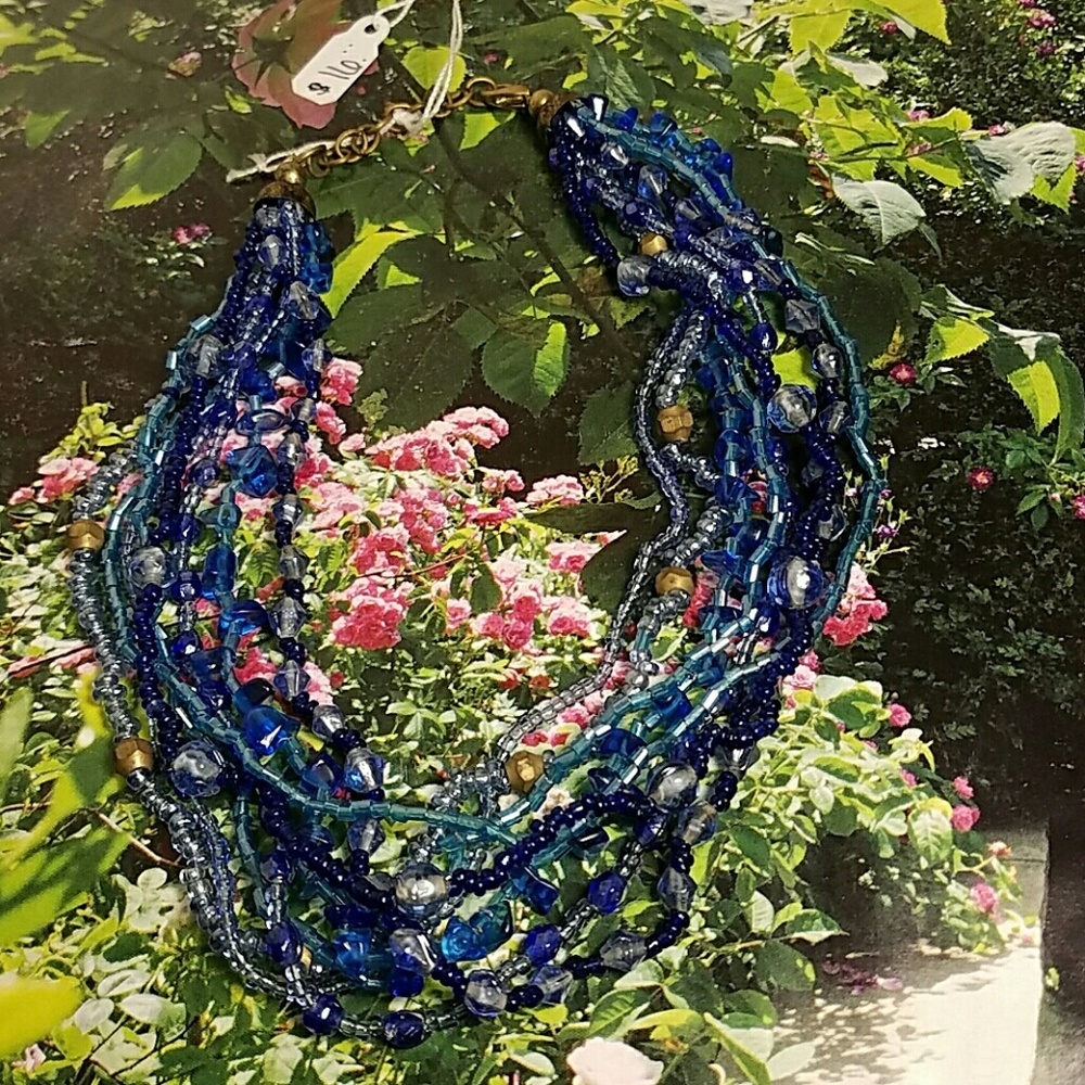 Colorful Multi-layered Choker Necklace-Blue Hues
