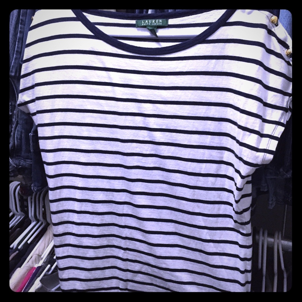 Bundle 2 tops! Navy & white strip & all white tops