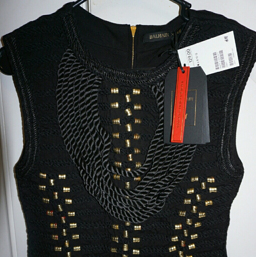 H&M Balmain Black Rope With Braided Embroidery Top