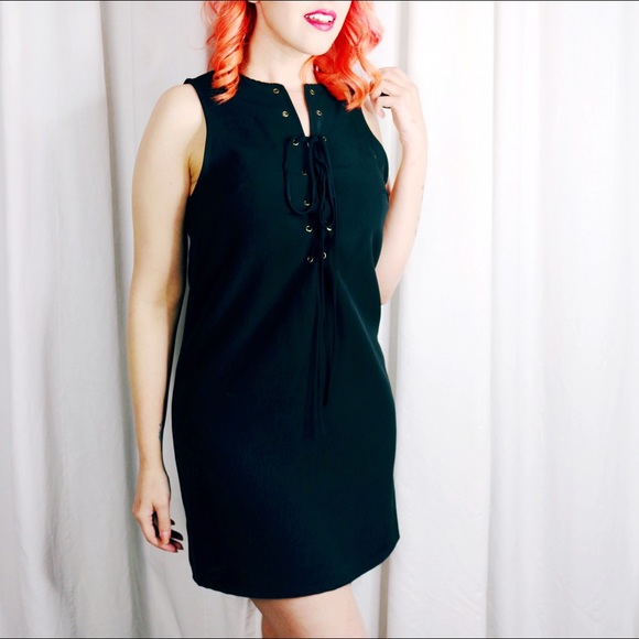 gypsy warrior Dresses - Black Lace Front Shift Dress gypsy warrior Dresses - Black Lace Front Shift Dress