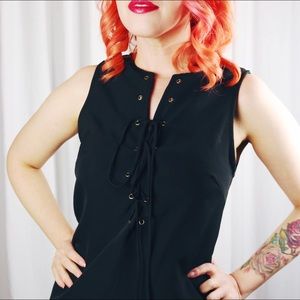 gypsy warrior Dresses - Black Lace Front Shift Dress gypsy warrior Dresses - Black Lace Front Shift Dress