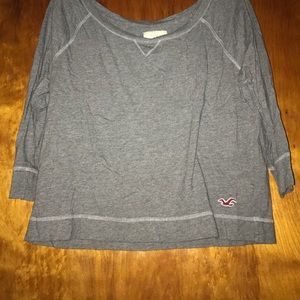 Off the shoulder grey shirt