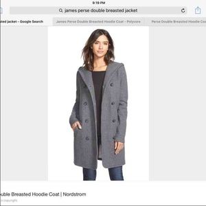 James perse double breasted coat hoodie size 4