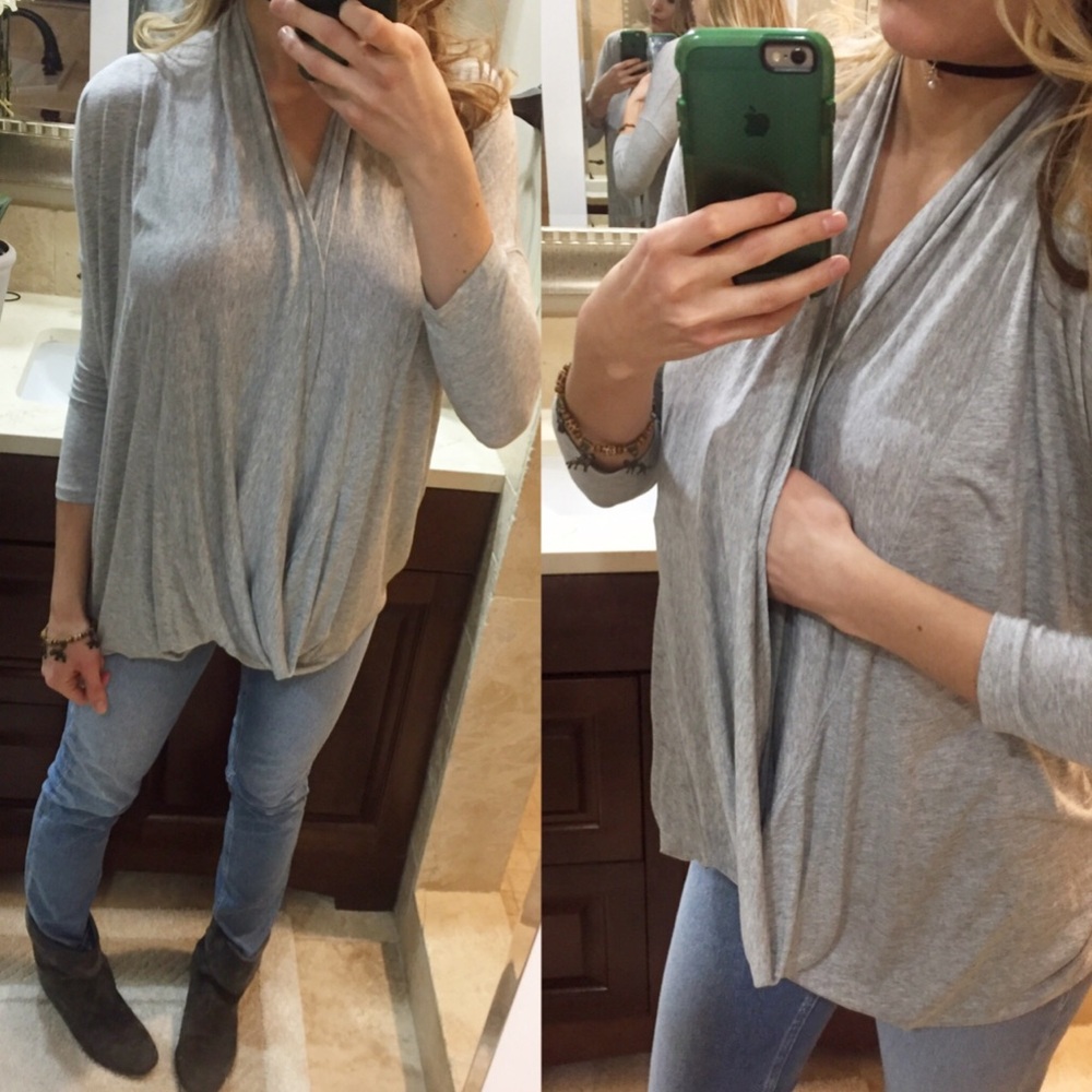 ‼️sold‼️Criss-Cross Gray Blouse