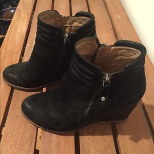 Biala Ashton Black Leather Wedge Booties
