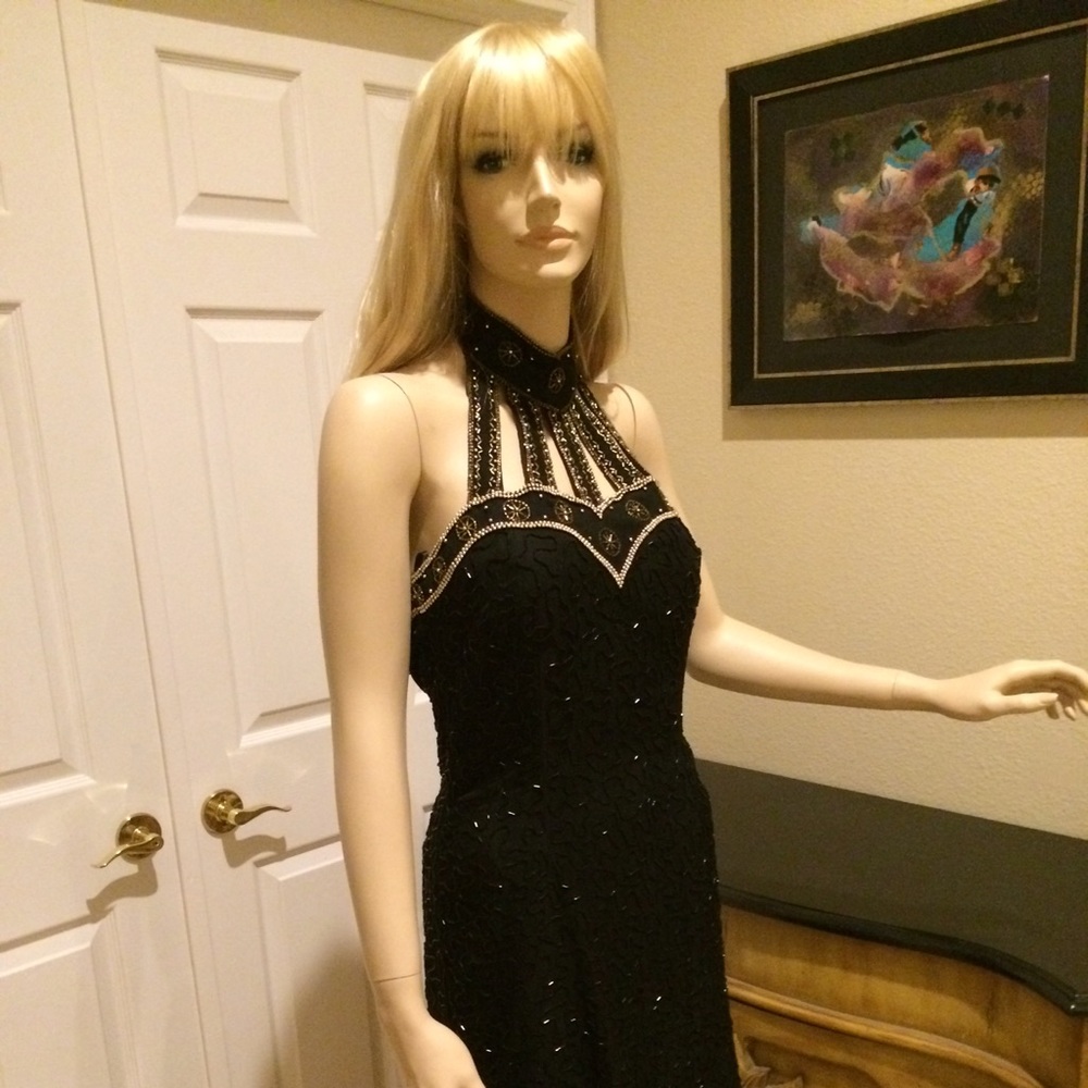Stunning Silk Beaded Mini Dress Size Small