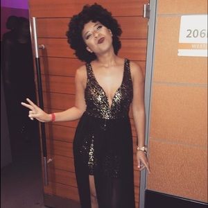 Deep V Sequin Maxi Dress