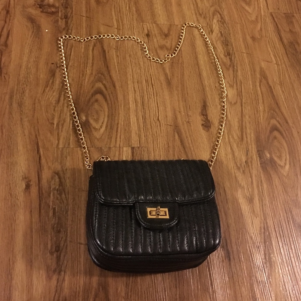 Black and Gold Side Bag Crossbody