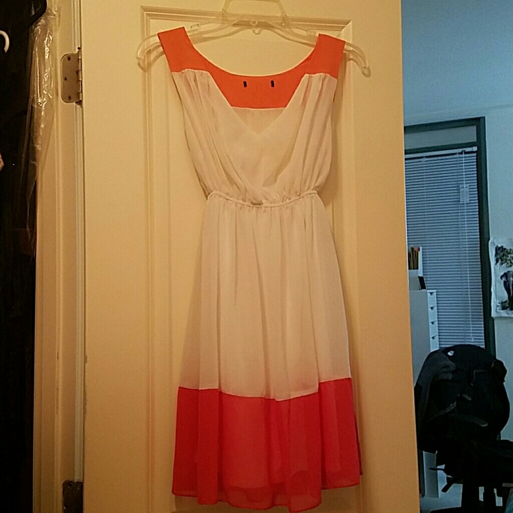 Summer White Coral and Light Magenta Dress