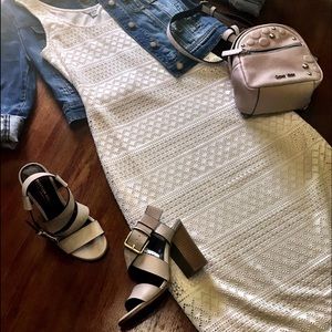 GUESS White Crochet Knit Body Con Dress