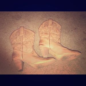 Leather Floral Stitched Cowgirl Boots