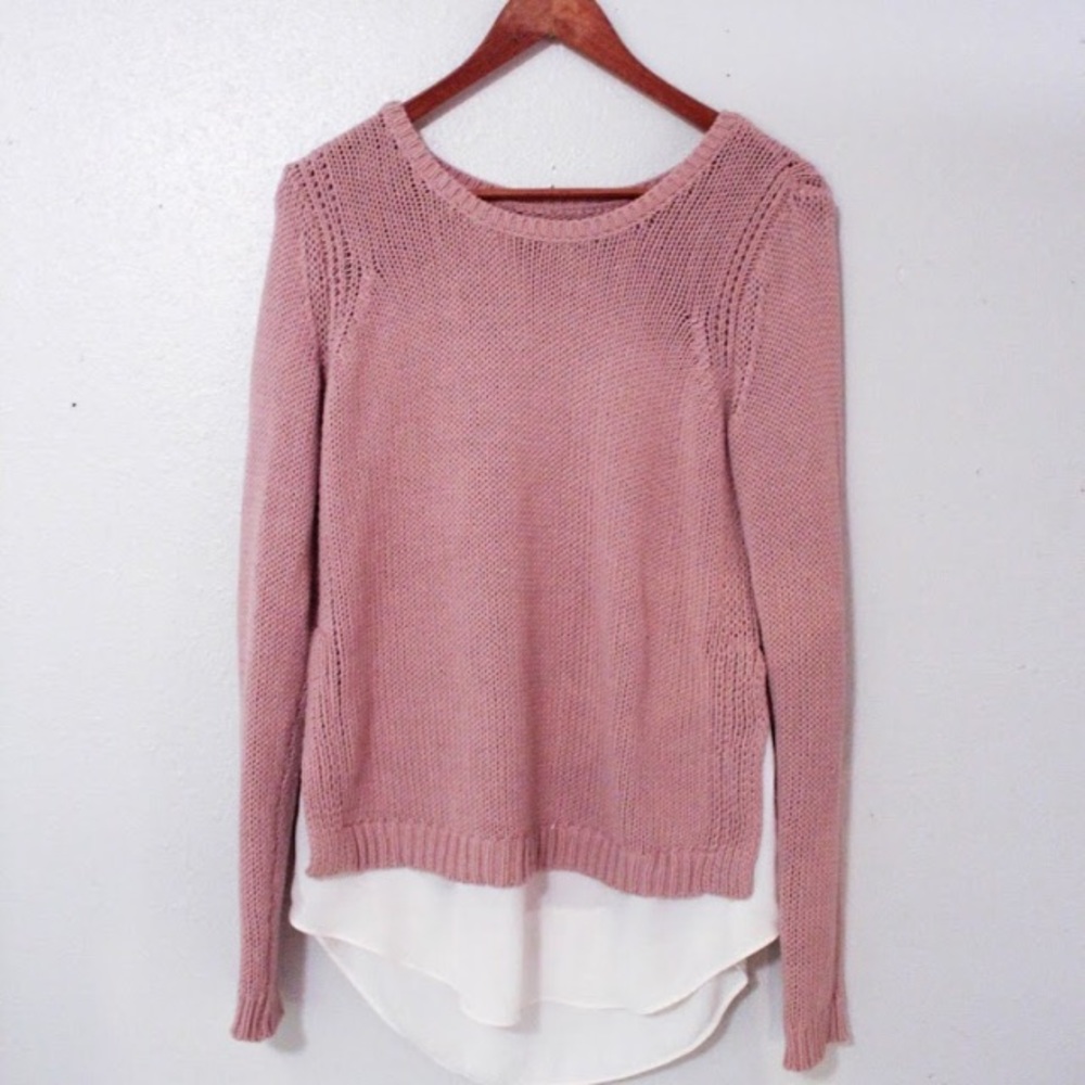 LOFT Mixed Media Sweater in Dusty Rose
