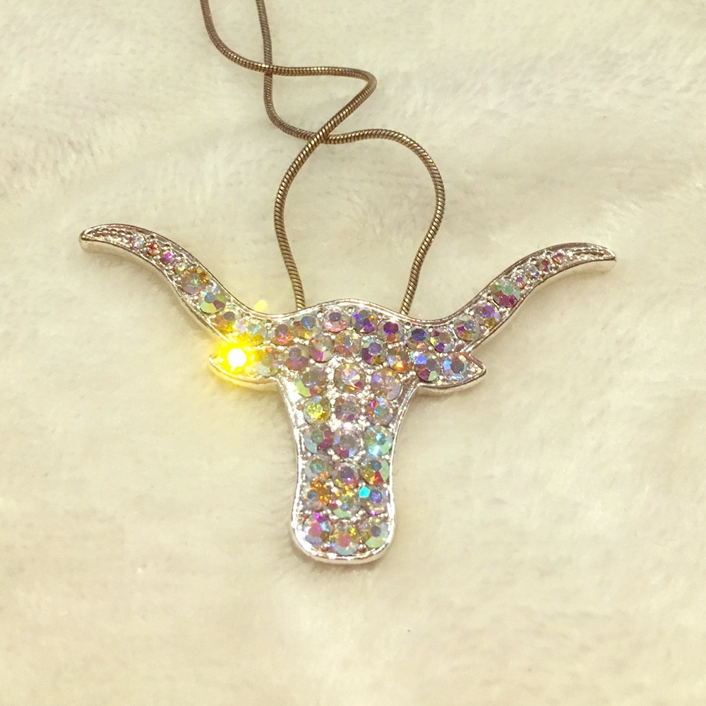 Texas Longhorn Crystal Necklace