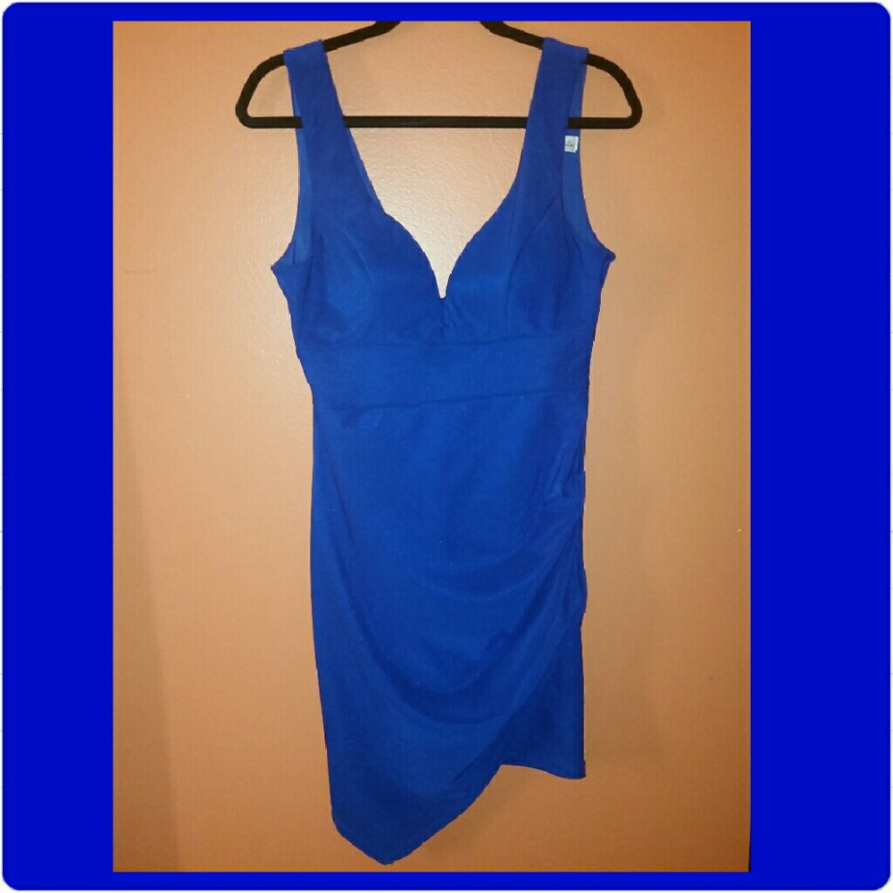 Beautiful royal blue dress- figure flattering.