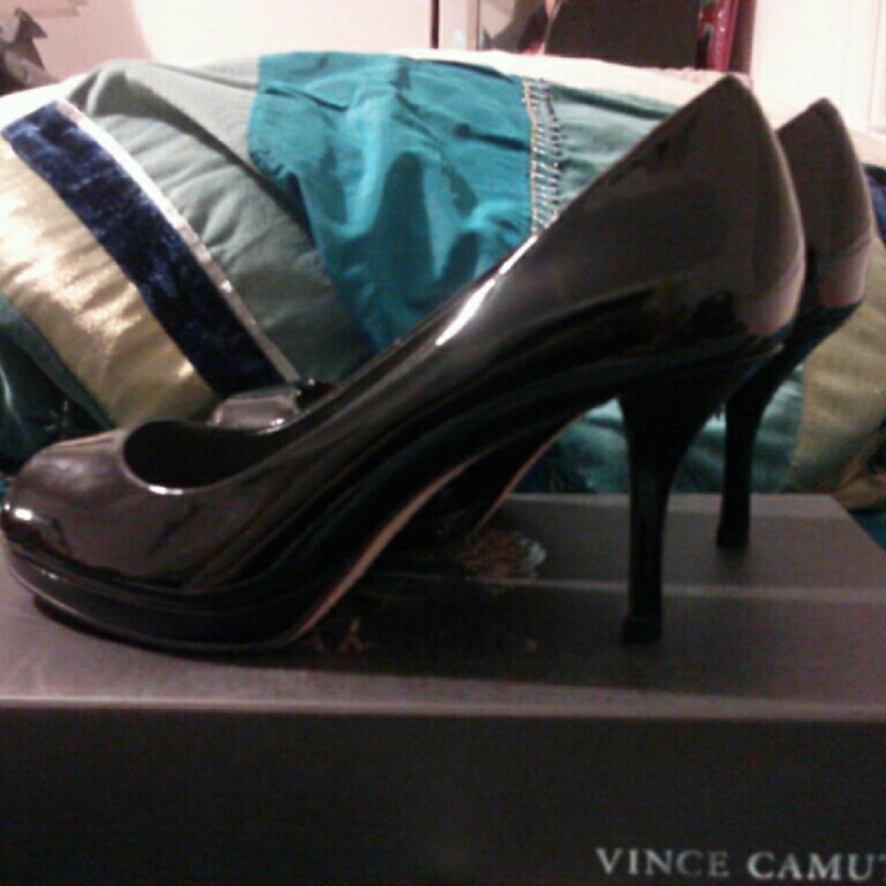 Vince Camuto peep toe black heels
