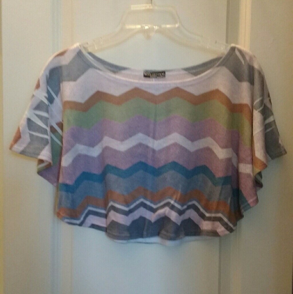 Chevron print Dolman bat wing crop top