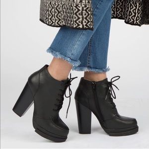 Lace-up Chunky Stacked Heel Bootie