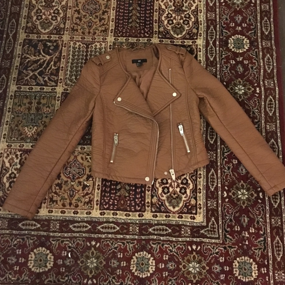 H&M size 4 faux tan leather jacket