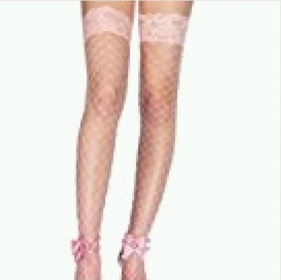 Lace Top Fishnet One Size Fits Most Womens Fence Net Thigh Highs With Lace Top