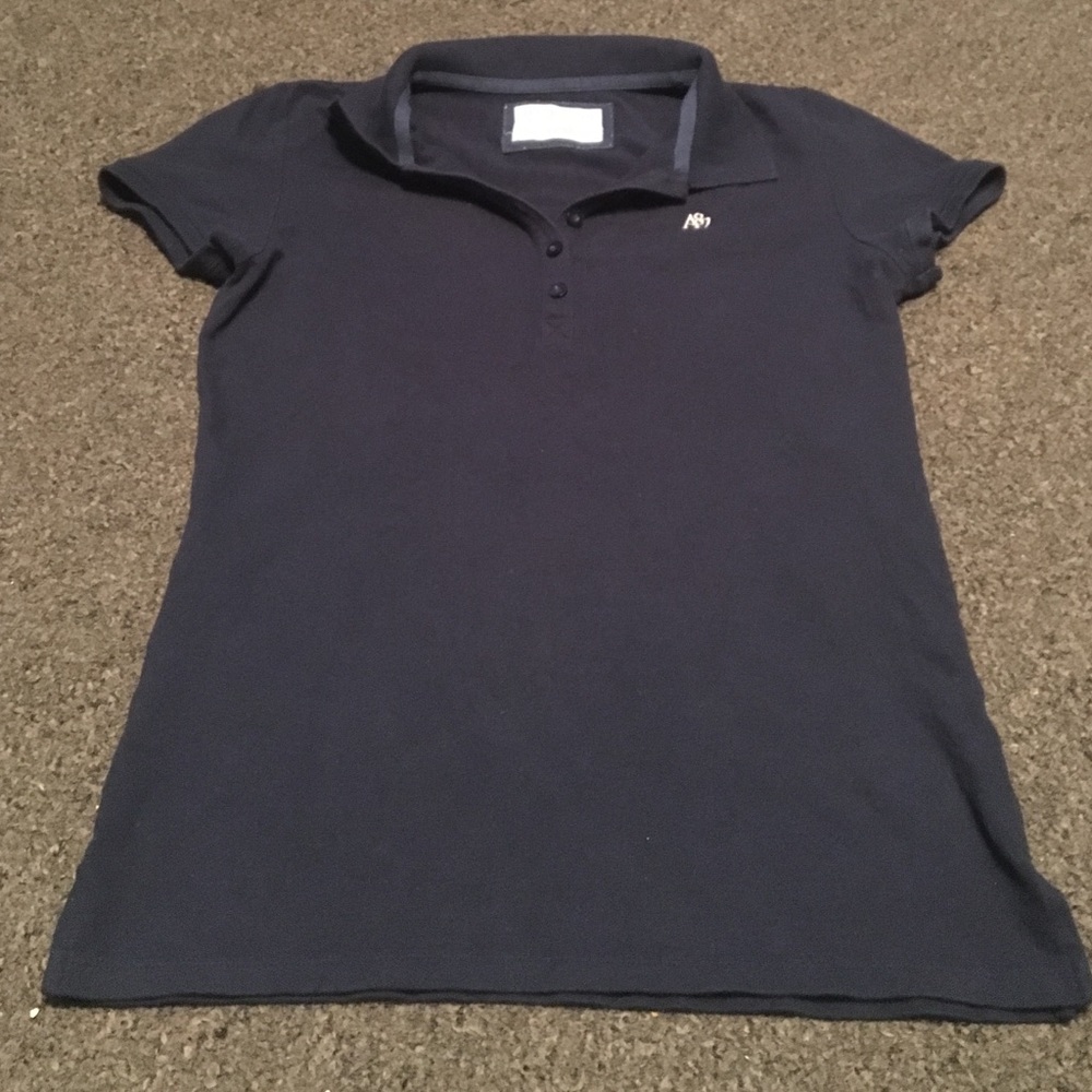 Dark Blue Stretch Collared V-neck Tee