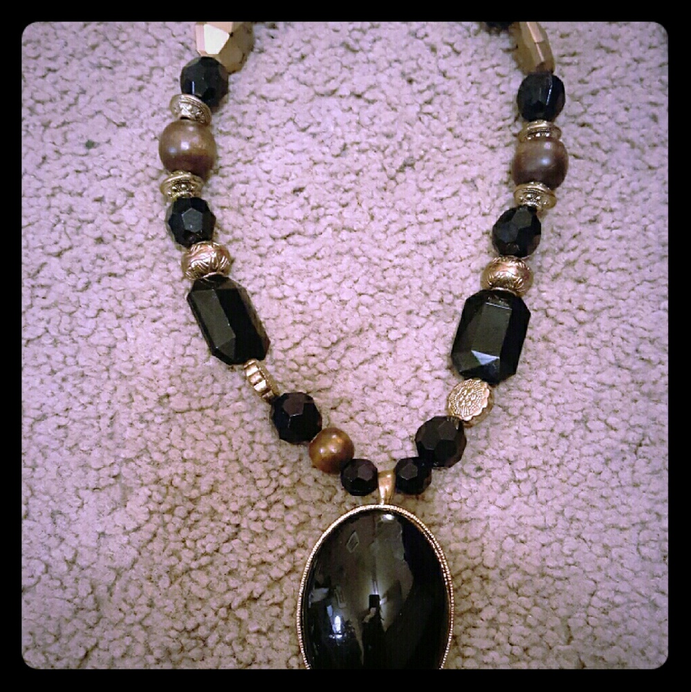 Black & Brown Stone Necklace