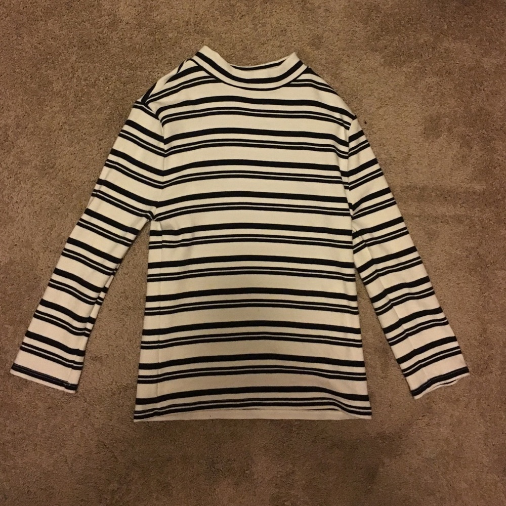 striped mock neck shirt
