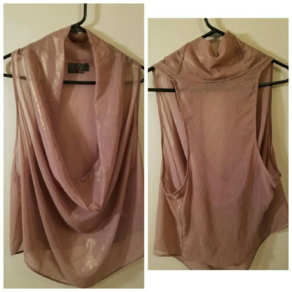 Cowl neck sheer top