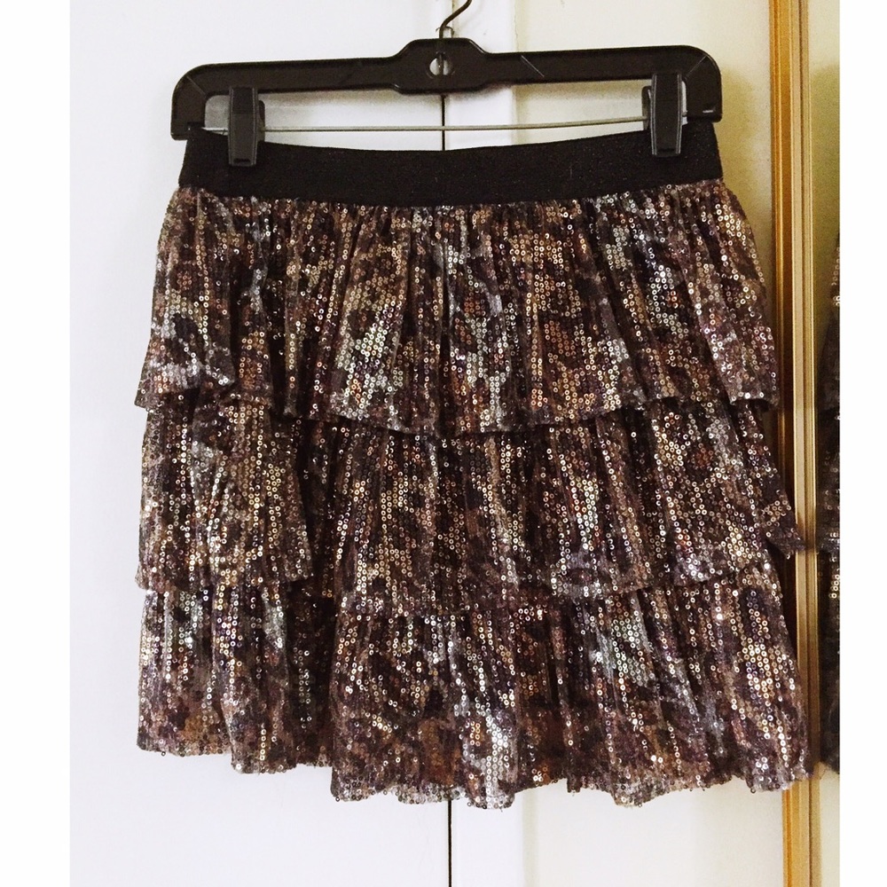 sequin leopard mini skirt