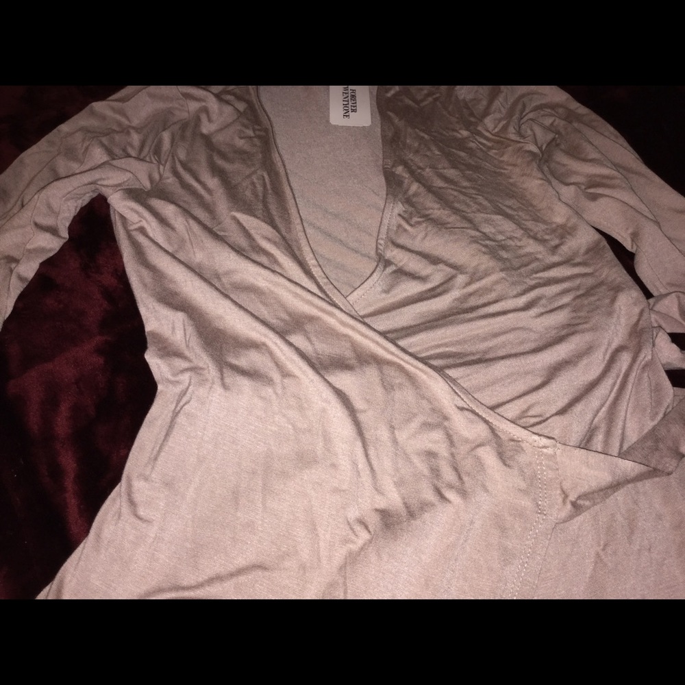 Tan light brown mocha front slit maxi wrap dress M - Picture 3 of 4