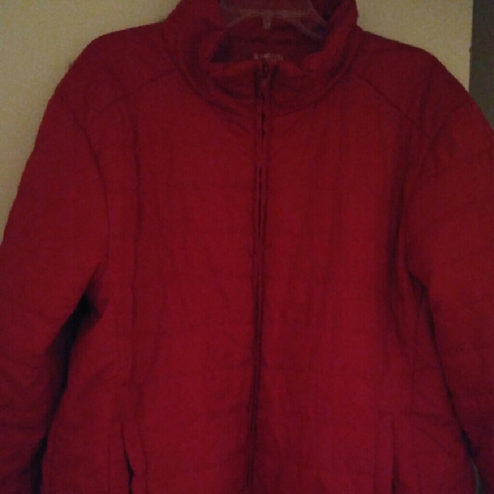 Red down jacket