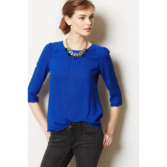 Anthropologie Tops - Maeve Clip dot scalloped edge Blouse