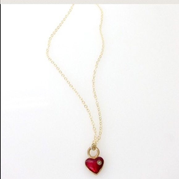 Jessica Elliot Jewelry - Last! Dainty red heart necklace wSwarovski crystal