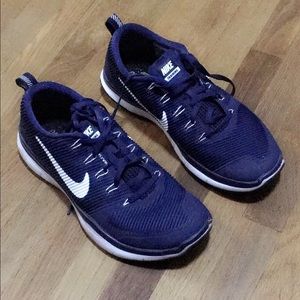 Blue nike running shoes