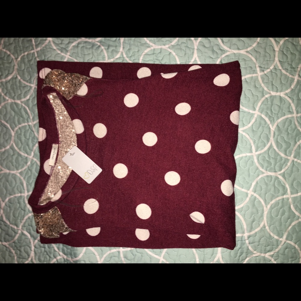 Maroon polka dotted dress