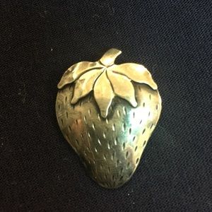 Vintage Sterling Silver Strawberry Brooch