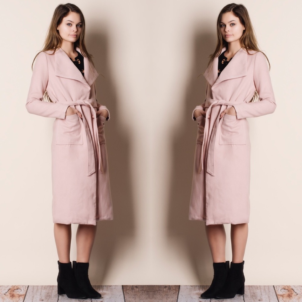 Belted Pink Trench Coat - Picture 2 of 4